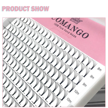 CoMango Wispy Premade Volume Lash Fans – 3-10D Individual Short Stem Faux Mink Russian Eyelash Extensions, 320 Fans