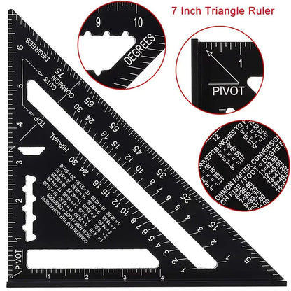 Metric Triangle Ruler for Woodworking | 7" & 12" Alloy Metal Carpenter Measuring Layout Tool