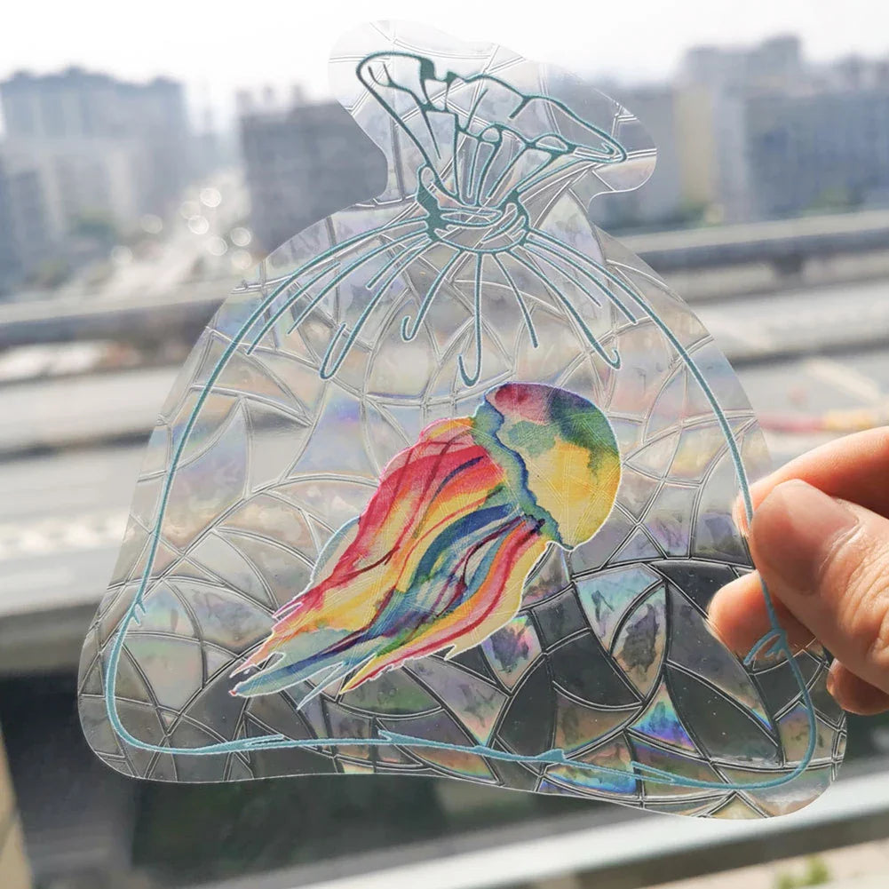 3D Rainbow Sun Catcher Window Film Sticker – Self-Adhesive PVC Light Catching Wall & Glass Decal for Home Decor & Motorcycle Styling