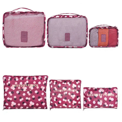 6PCS Travel Storage Bag Set – Clothes Organizer, Wardrobe Pouches & Packing Cubes for Suitcases
