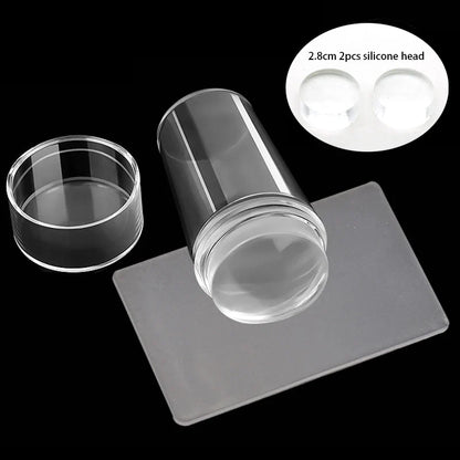 Clear Jelly Nail Stamper Set - Silicone Nail Art Stamp Tool with Scraper for Manicure Designs