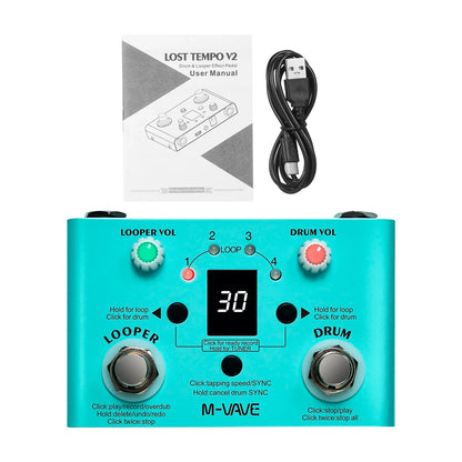 M-VAVE LOST TEMPO Effect Pedal – 2 in 1 Drum & Looper Mini Pedal with Double Footswitch, Drum Machine Pedal