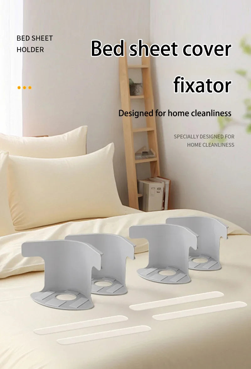 4pcs Bed Sheet Fasteners — Heavy Duty Multifunctional Sheet Ties & Corner Tightener Clips for Home Use