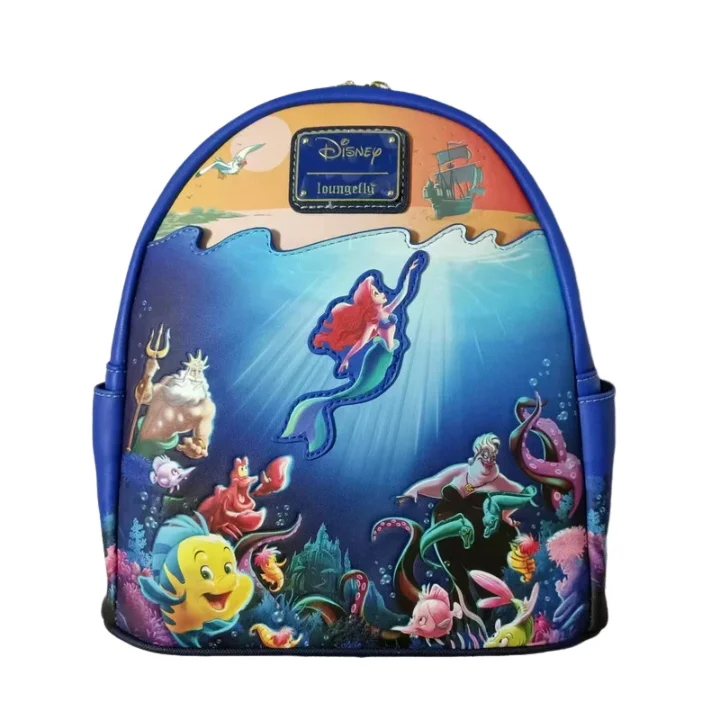 The Aristocats Marie Mini Backpack – Floral Print Schoolbag with Villains Scene, Maleficent & Sleeping Beauty Design for Kids