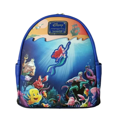 The Aristocats Marie Mini Backpack – Floral Print Schoolbag with Villains Scene, Maleficent & Sleeping Beauty Design for Kids
