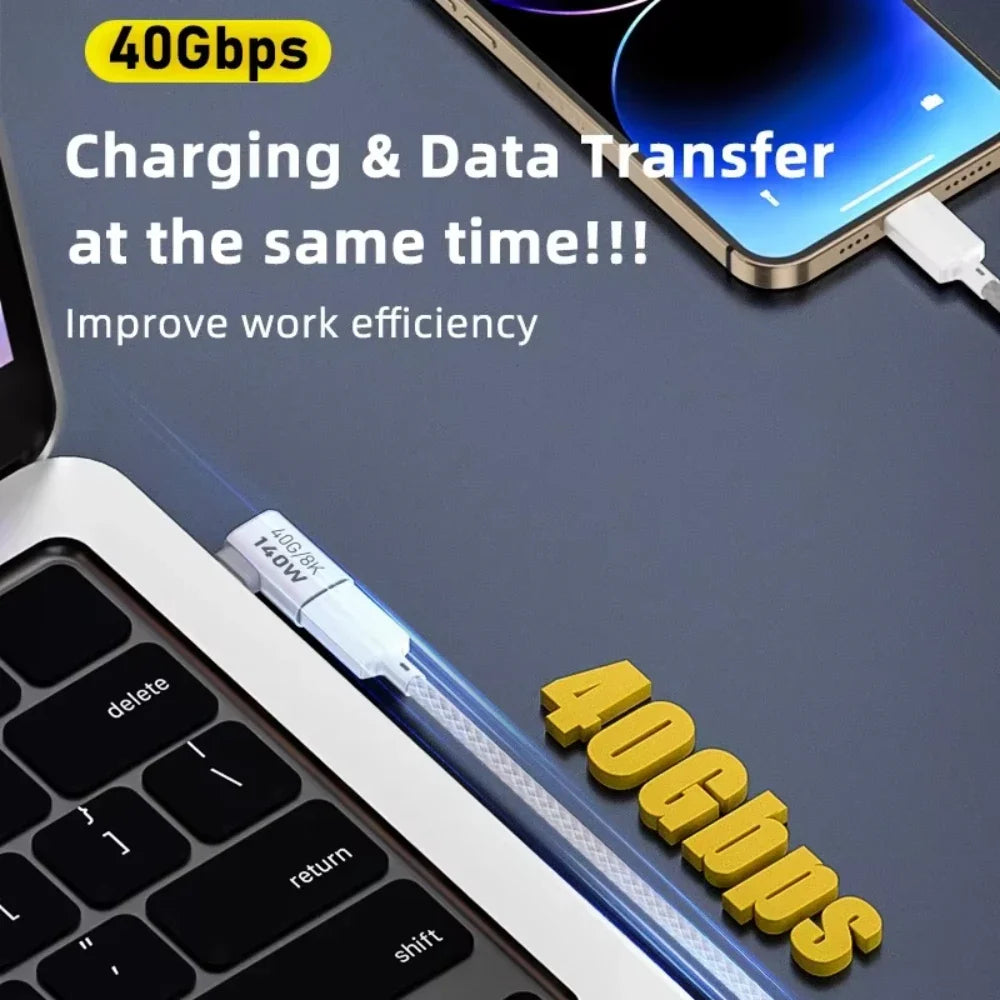 NNBILI 140W 40Gbps OTG Type-C Adapter – 90° USB-C to USB-C Fast Charging & Data Transfer for iPhone 15 & MacBook