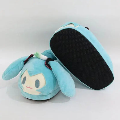 Kawaii Hatsune Miku Cartoon Slippers – Y2K Anime Home Floor Shoes, Warm Cotton Gift for Girls