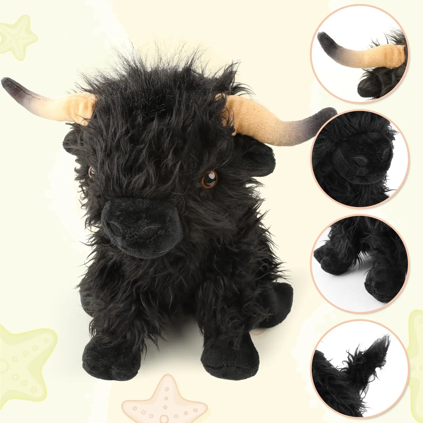 25cm Highland Cow Plush Toy — Soft Stuffed Animal Doll, Kawaii Kids & Baby Gift, Home & Room Decor