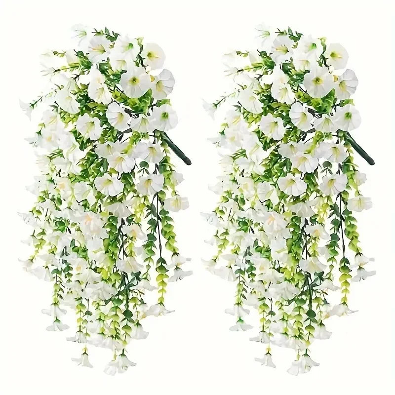 UV-Resistant Artificial Morning Glory & Eucalyptus Hanging Plants – Outdoor Home, Garden & Wedding Decor
