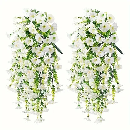UV-Resistant Artificial Morning Glory & Eucalyptus Hanging Flowers – Outdoor Home, Garden & Wedding Décor