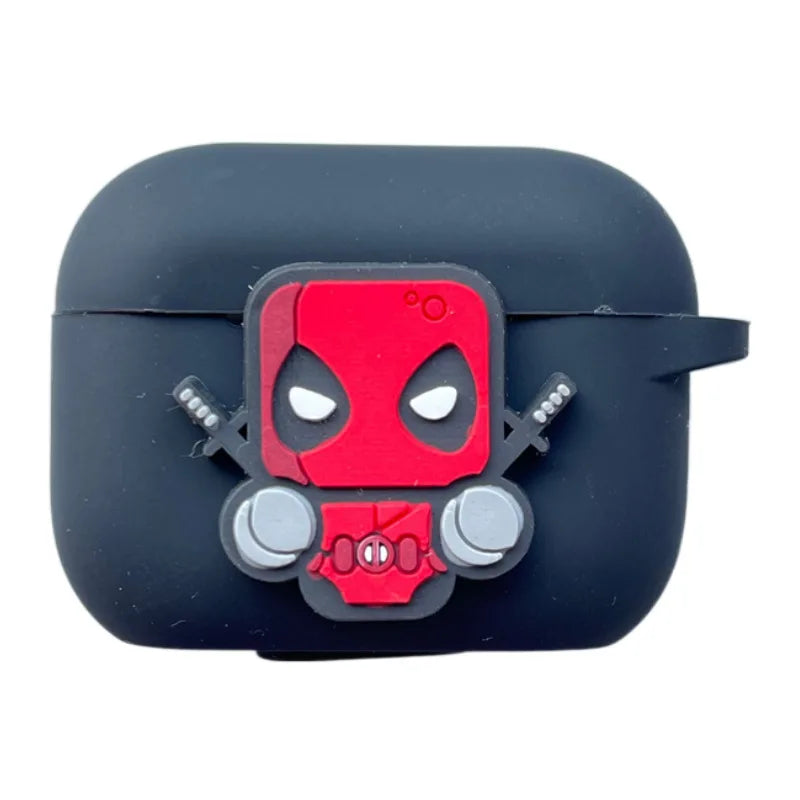 Cartoon Deadpool Silicone Case for AirPods 4 (2024) & AirPods Pro 1/2/3/Pro2 — Protective Earphone Cover with Keychain