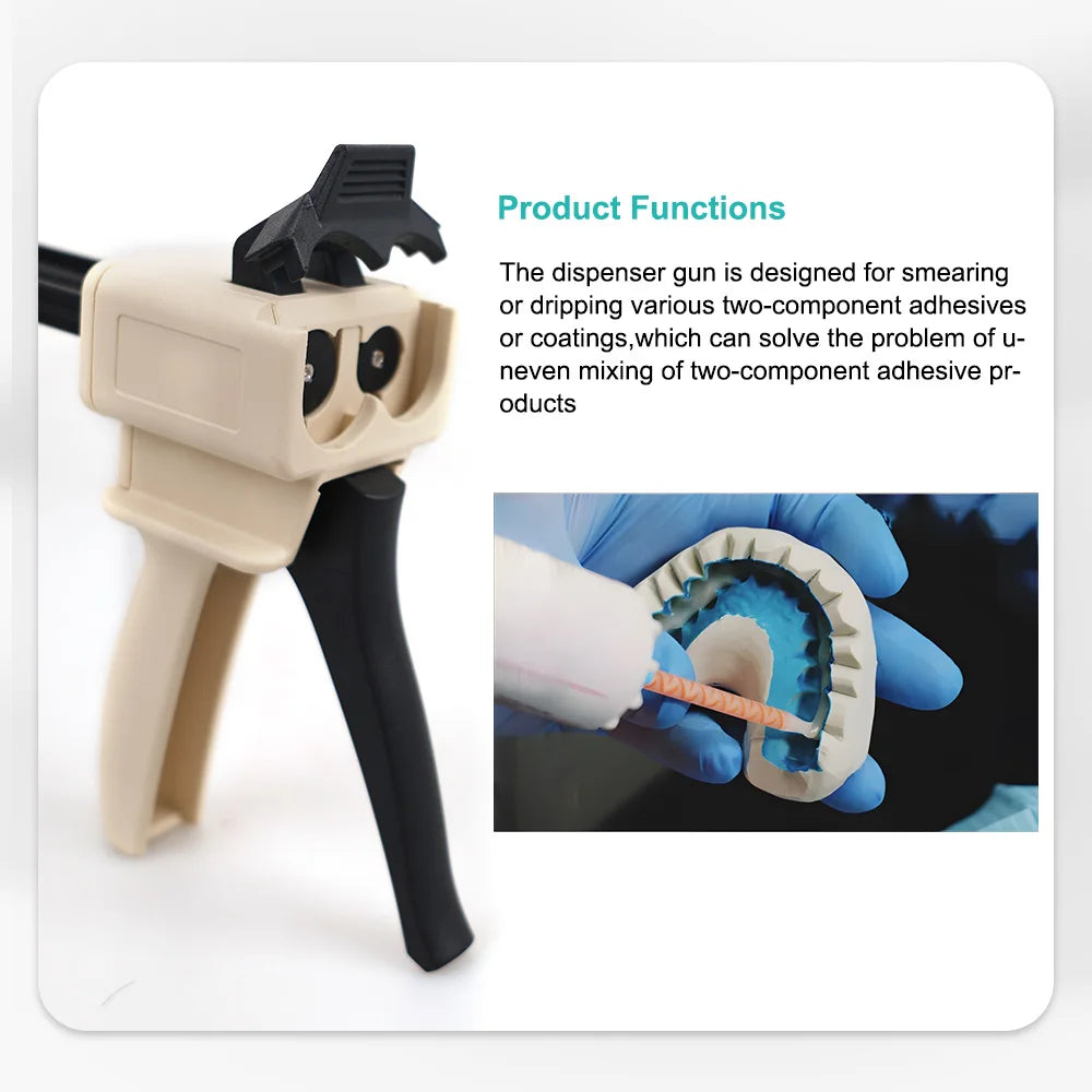 Dental Impression Mixing & Dispensing Gun – 4:1/10:1 Silicone Rubber Dispenser for Dentist Tools, Denspay Universal Gun
