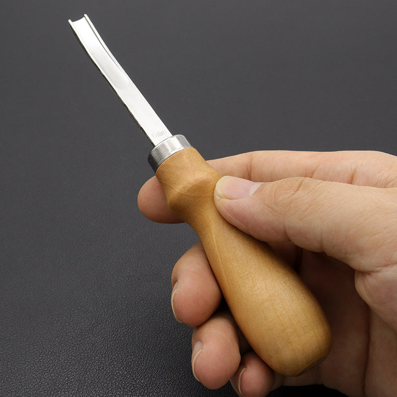 4mm-16mm Leather Edge Beveler Knife – Practical Skiving & Trimming Tool with Wood Handle for DIY Leathercraft