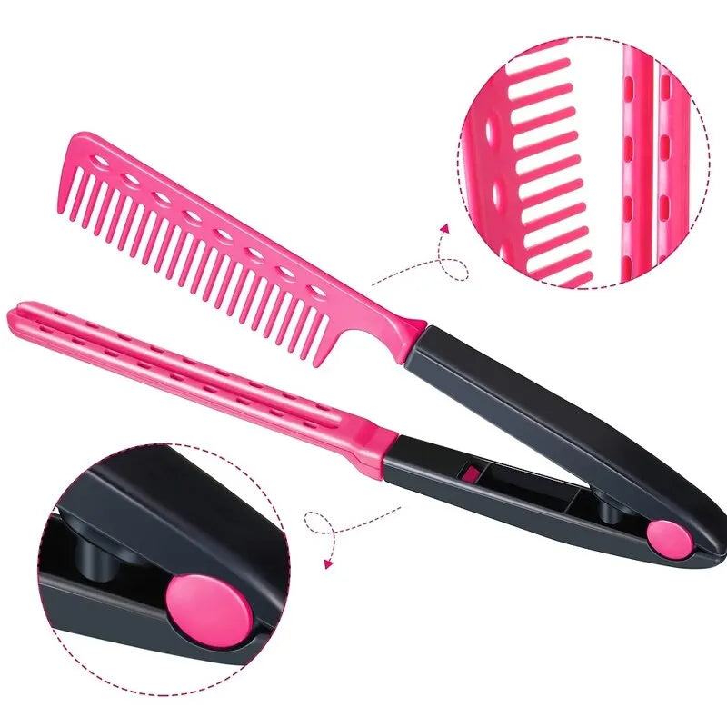 V-Shaped Flat Comb Hairpin: Salon Hair Brush Comb for Hairdressing Styling - Fluffy Anti-Static Rolling Curly Comb for Household