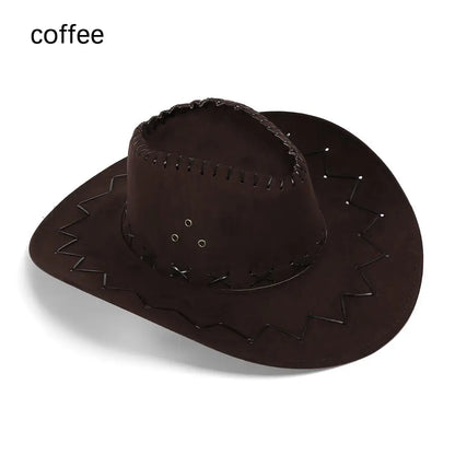 Western Cowboy Hat – Faux Leather Fedora for Men, Women & Kids, Wide Brim Beach & Travel Cap in Black, White & Pink