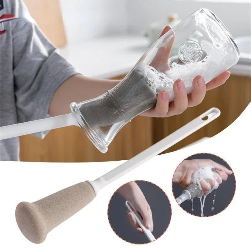 Long Handle Sponge Brush - Kitchen Cleaning Tool for Bottles, Cups, Jugs, and Beer Glasses