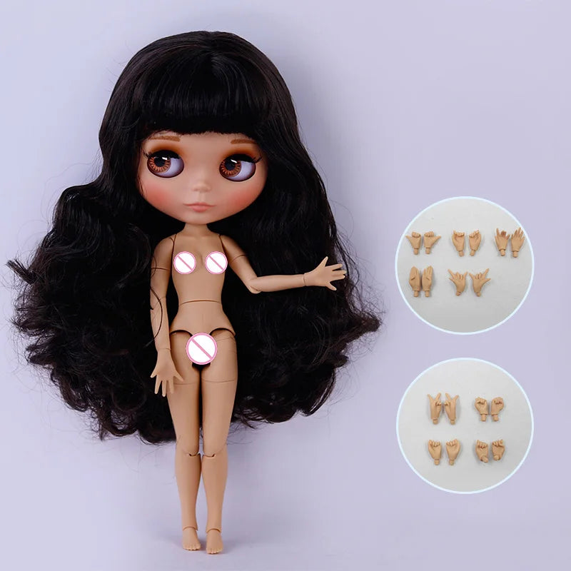 ICY DBS Blythe Doll – Tan Skin Matte Face with Eyebrows, 1/6 BJD Joint Body, Anime Christmas Gift