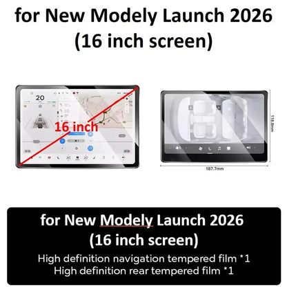 TESY Tempered Glass Screen Protector for Tesla Model YL/Y Juniper & Model 3 Highland - Front & Rear Display Protection