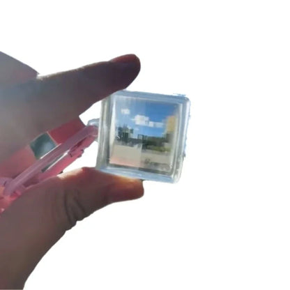Pixel Photography Tool – Transparent Acrylic Mosaics for Keychains, Travel Memories, Blue, Black & Pink Lens