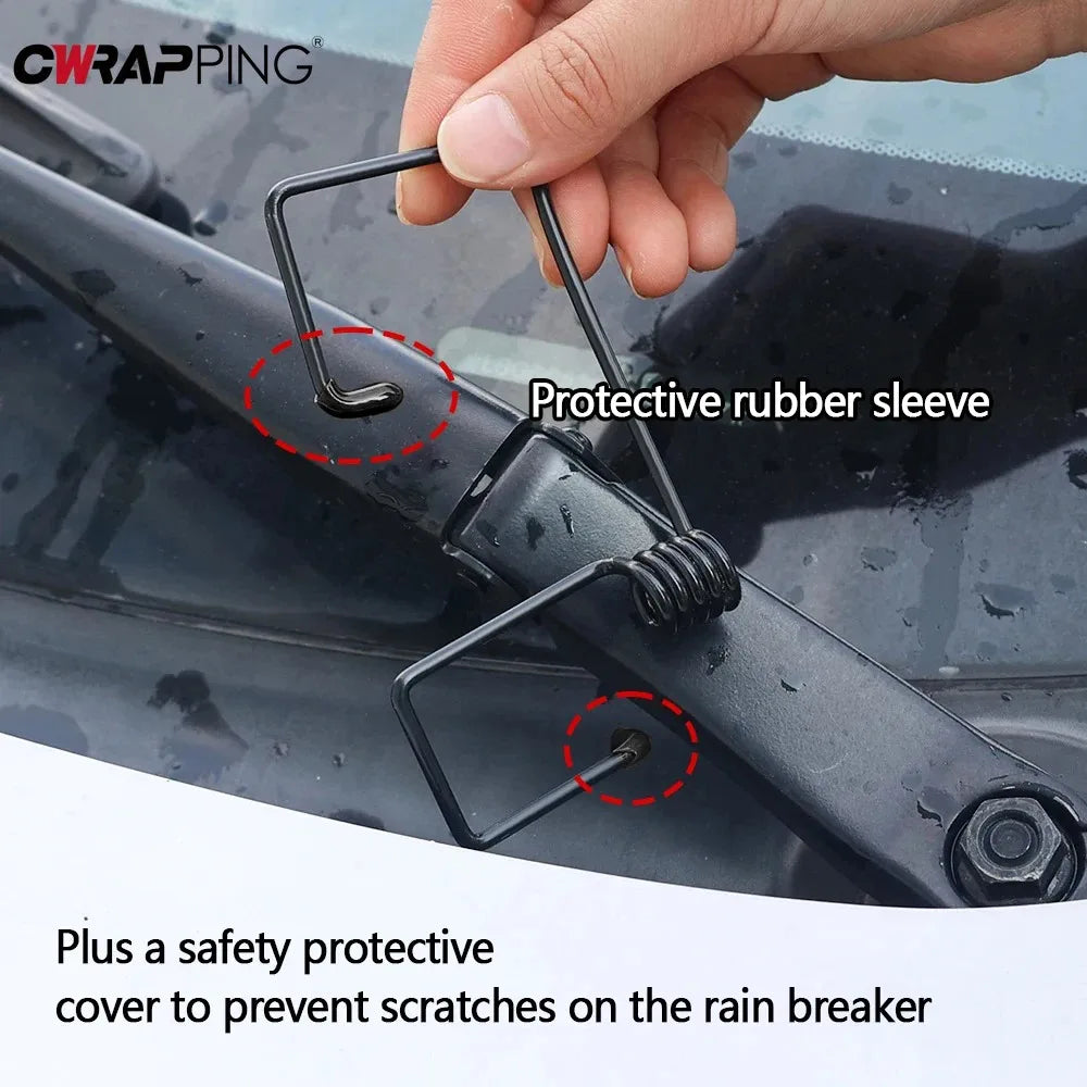 2PCS Car Wiper Booster Springs - Universal Rubber Alloy Windshield Wiper Arm Protectors