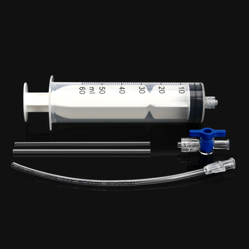 Bicycle Tubeless Tire Liquid Injection Tool — 60ML Syringe with Presta Valve Core Remover for MTB & Road Bikes