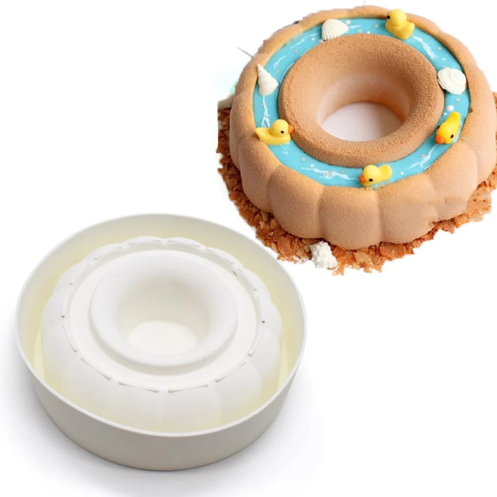 Round Corrugated Big Flower Silicone Mousse Cake Mold – Taiji French Dessert Baking & Chocolate Pudding Tool