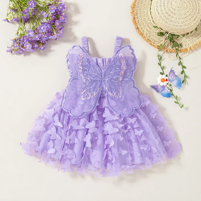 Princess Baby Girl Dress - Cute Butterfly Suspender Outfit for Ages 9 Months–3 Years