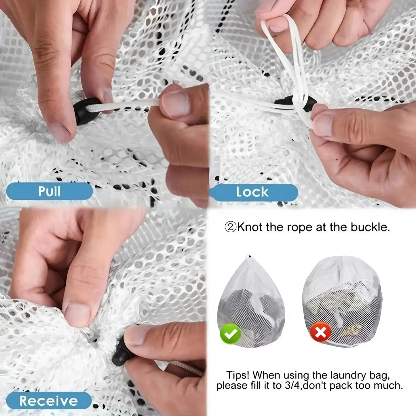 Large Drawstring Laundry Bag - Durable Mesh Washing Net for Clothes, Jeans, Blankets & Bedding