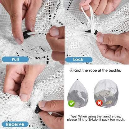 Large Drawstring Laundry Bag - Durable Mesh Washing Net for Clothes, Jeans, Blankets & Bedding