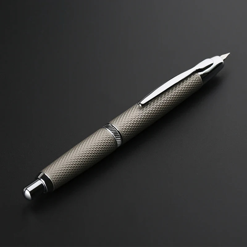 MAJOHN A1 Metal Engraved Fountain Pen: Press Fish Scale Design, Retractable with Clip/No Clip - Office and School Writing Gift