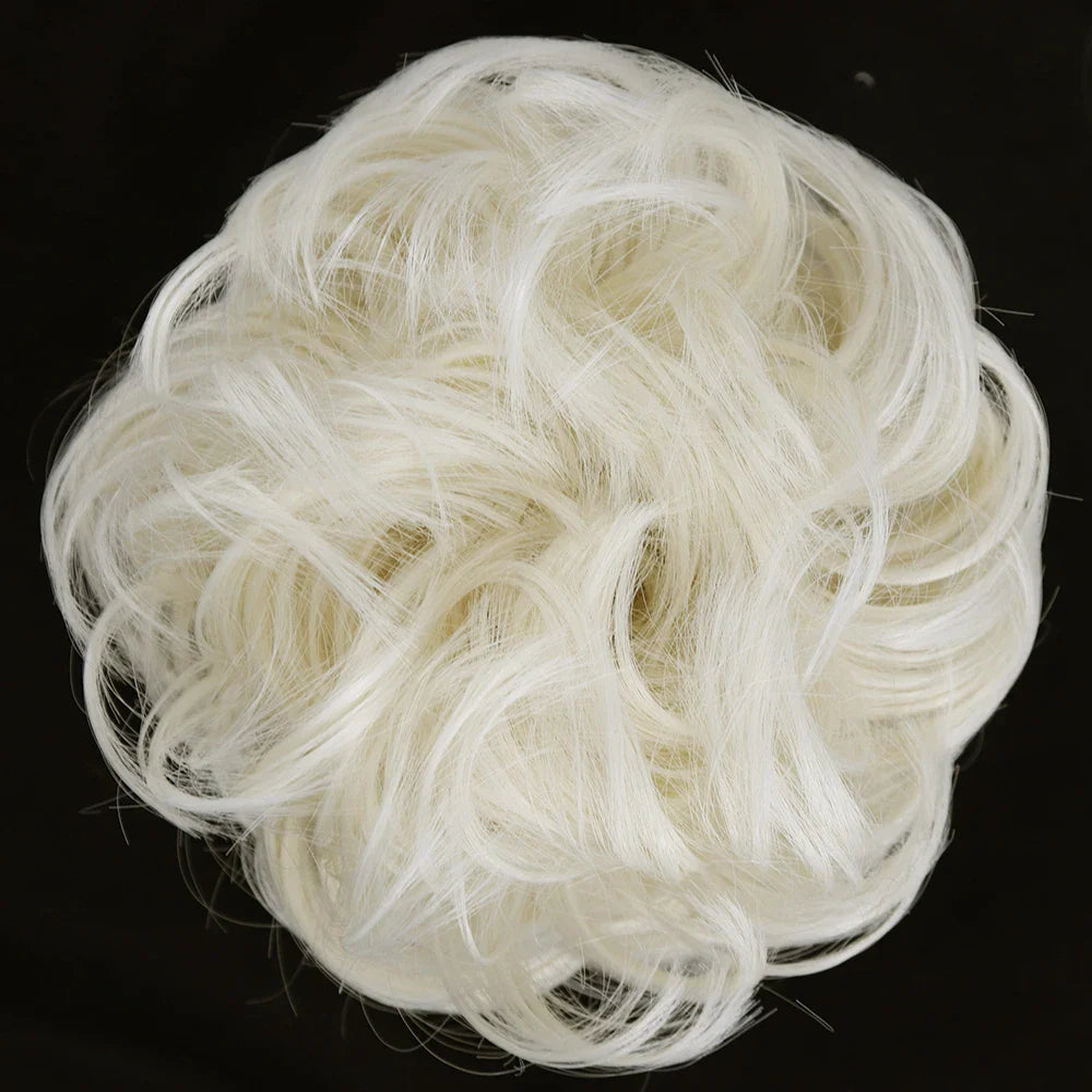 Azqueen Synthetic Messy Bun Chignon – Gray Brown Hair Bun Pad with Elastic Rope & Rubber Band Hair Extensions