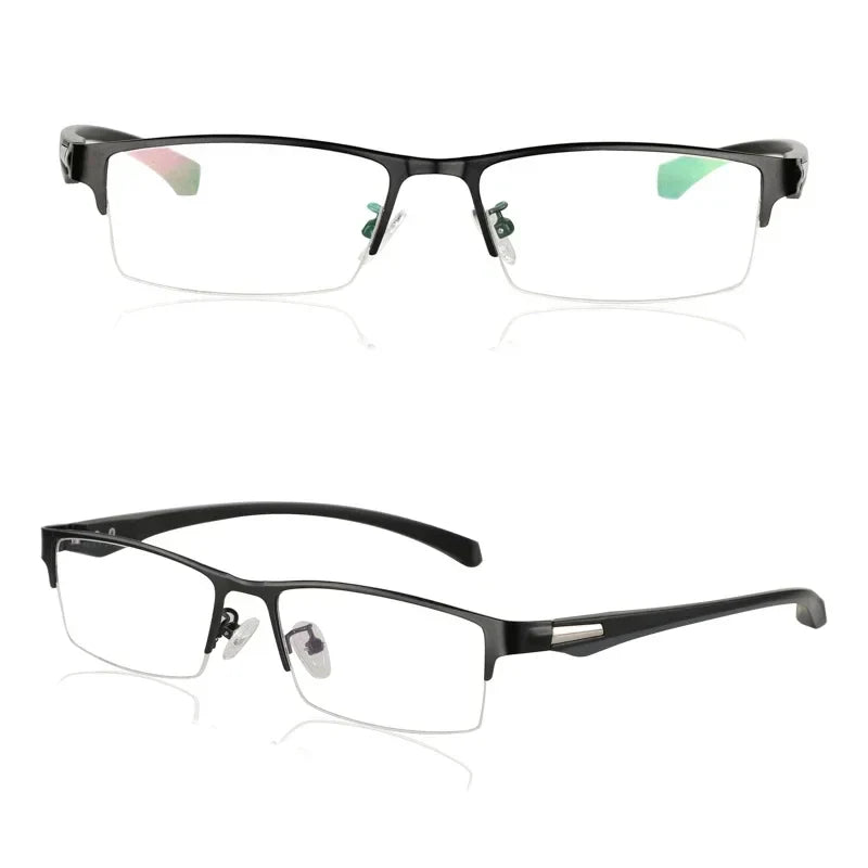 Progressive Multifocal Photochromic Reading Glasses – Anti-Blue Light Half Frame for Men with Presbyopia & Far Sight Protection