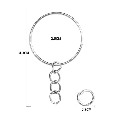50/100pcs Stainless Steel Keyring Set – Split Rings, Lobster Clasps & Chains for DIY Keychains & Keyfobs