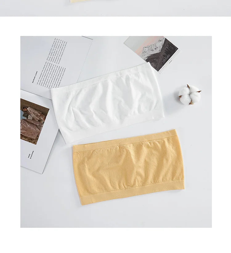 SP&CITY Women’s Summer Cotton Tube Top – Breathable Seamless Strapless Bra, No-Pad Underwear