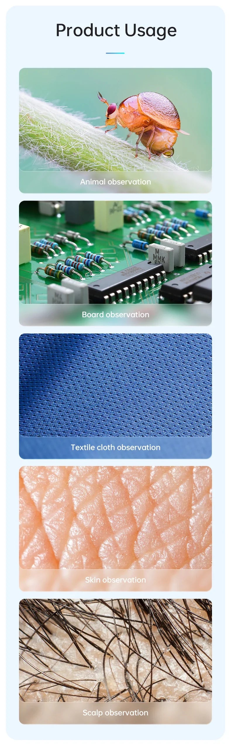 WiFi Digital Microscope Camera — 50X-1000X Zoom 2MP USB Magnifier for Skin Inspection, Repair, Android, iOS, PC