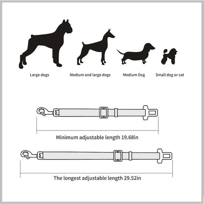 Adjustable Pet Car Seat Belt - Vehicle Dog Harness Lead Clip for Safety, Traction Dog Collar Accessory