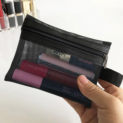 New Mesh Transparent Cosmetic Bags – Small & Large Clear Makeup Pouch, Portable Travel Toiletry Organizer with Lipstick Storage