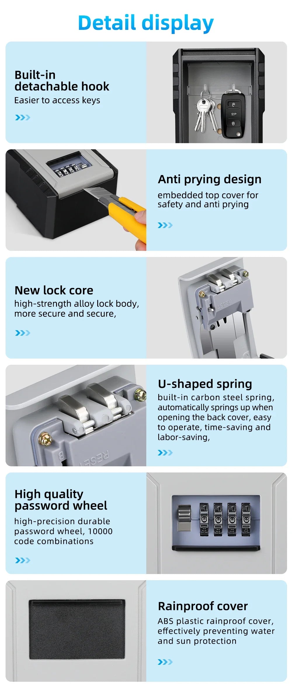 Camluxy Wall-Mounted Key Lock Box – Weatherproof 4-Digit Password Safe for Indoor & Outdoor Anti-Theft Key Storage