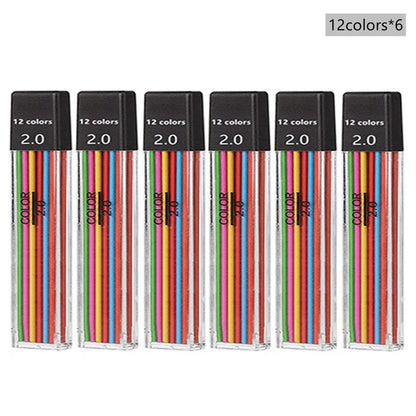 2.0mm Mechanical Pencil Set with 2B Black & Color Lead Refills – Automatic Pencil for Sketching, Drawing & Writing