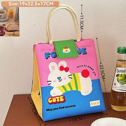 Cute Bento Lunch Bag – Large Capacity Insulated Tote for Office Workers, Students, and Fresh-Keeping Meals