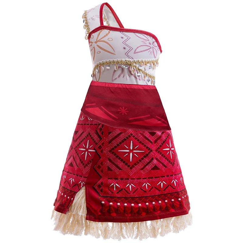 Girls Moana 2 Dress - Halloween Party Adventure Costume, Princess Fancy Clothes, Vaiana with Pet Pig Outfit