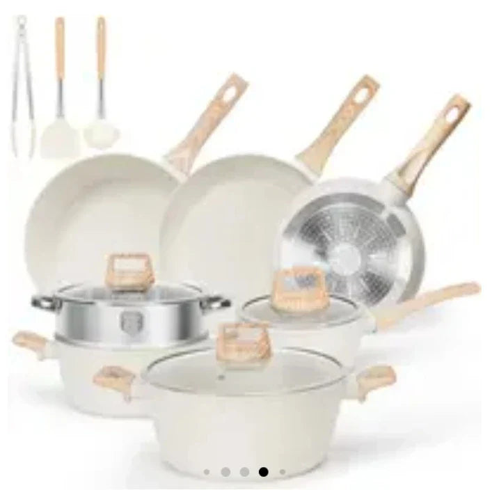 SODAY 12 Piece Granite Nonstick Cookware Set - Induction Compatible Kitchen Pots and Pans