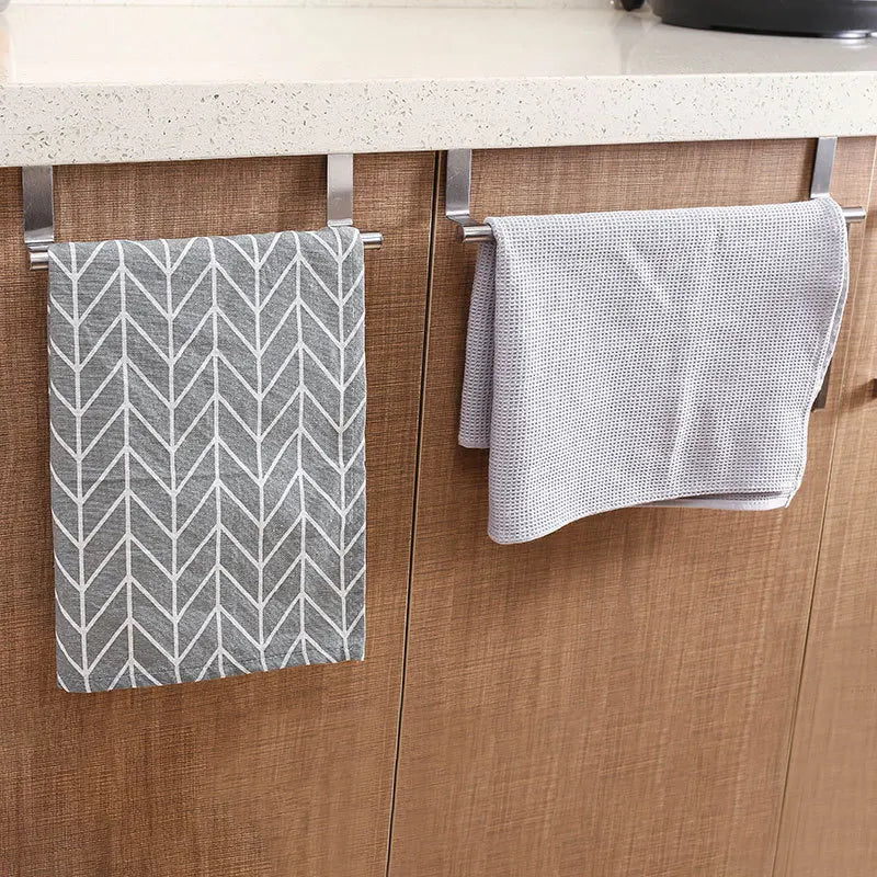 1/2pcs Over-Door Towel Rack – Stainless Steel Hanging Bar for Bathroom & Kitchen Cabinets, White & Black Shelf Hanger