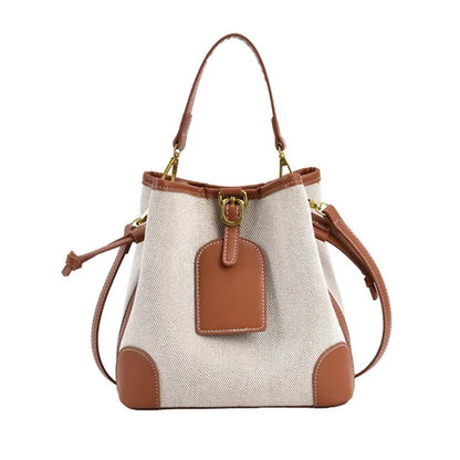 2022 New Korean Style Fashionable Portable Bucket Bag – Trendy Canvas Contrast Texture Messenger Bag