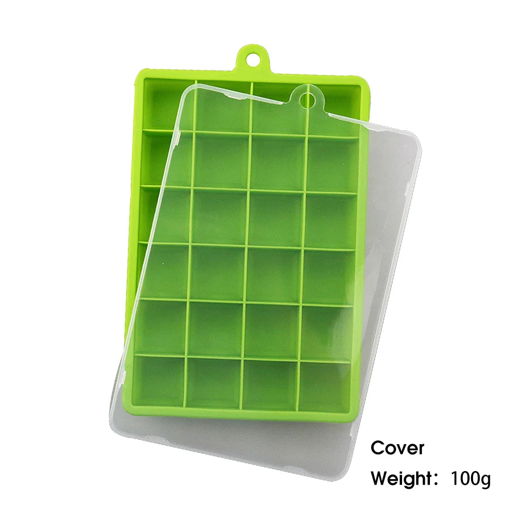 24-Hole Silicone Ice Tray — Square Mold for Ice, Food, Cheese, Jelly, with or without Lid