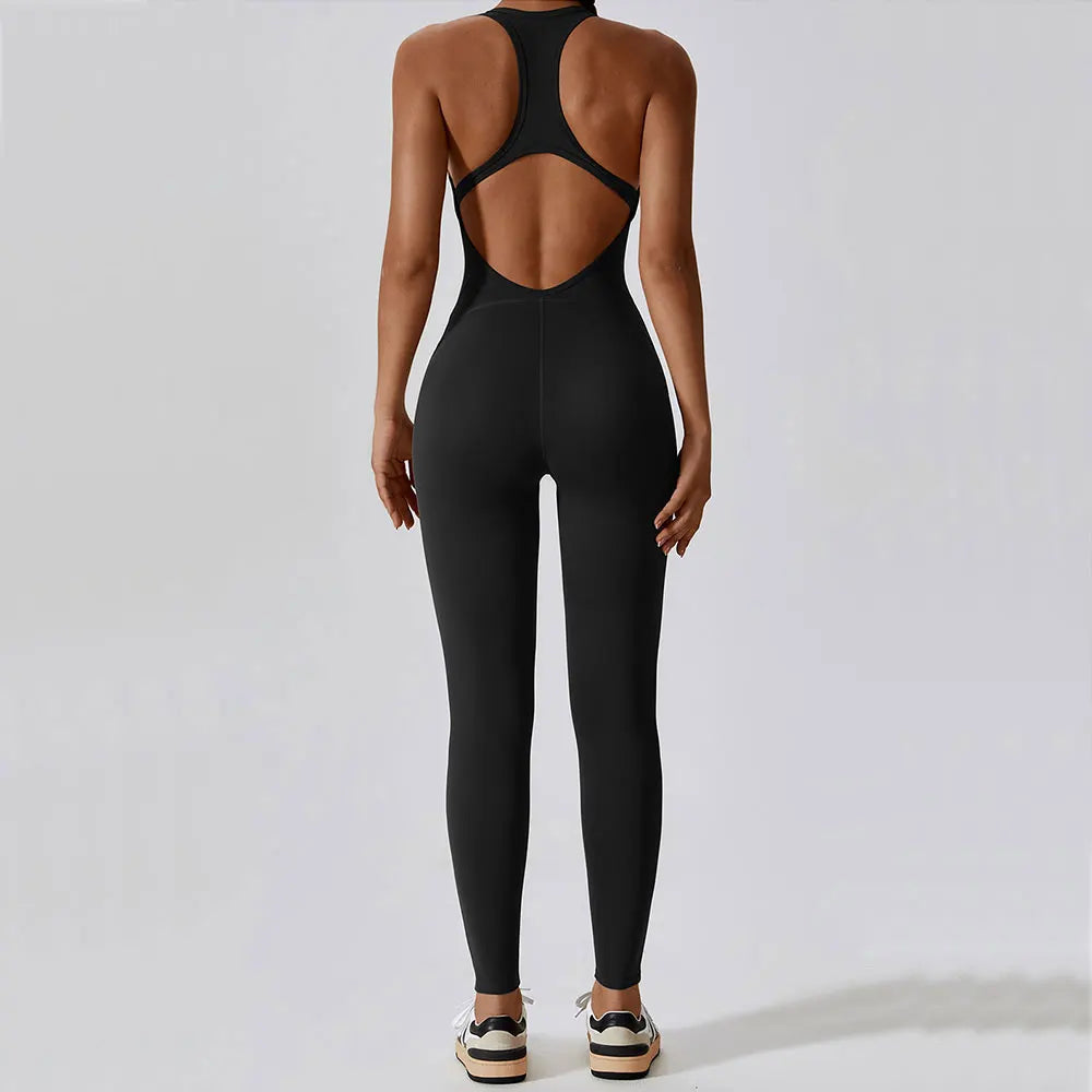 Women's Yoga Jumpsuit Fitness Set - Gym Clothing and Pilates Workout Clothes with Push-Up Activewear