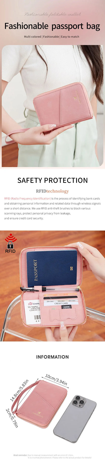 New Retro RFID PU Leather Passport Bag – Fashionable Multifunctional Passport Cover & Travel Clip for Men & Women