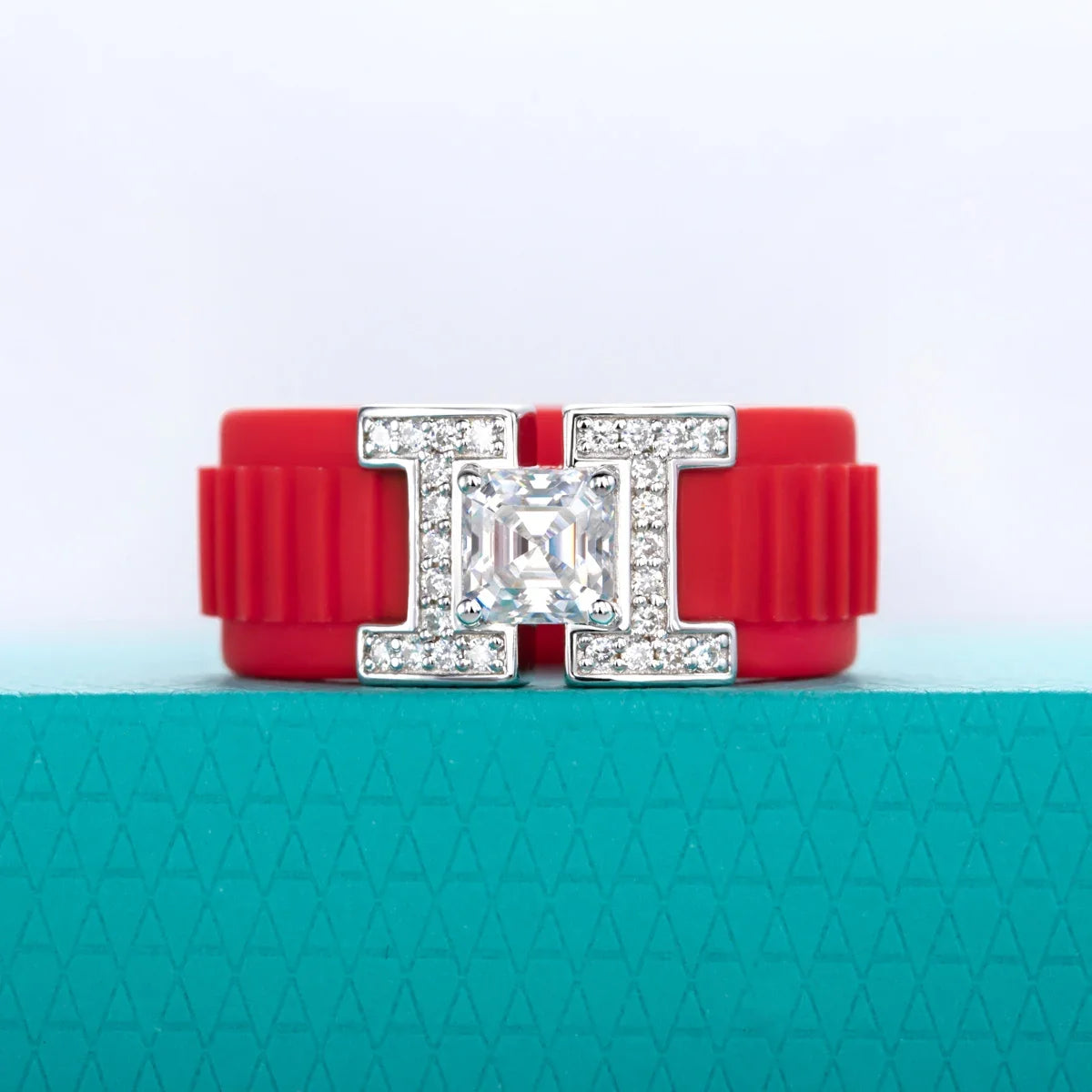 Moissanite Silicone Ring - 925 Sterling Silver Comfort Fit Wedding Band for Men & Women