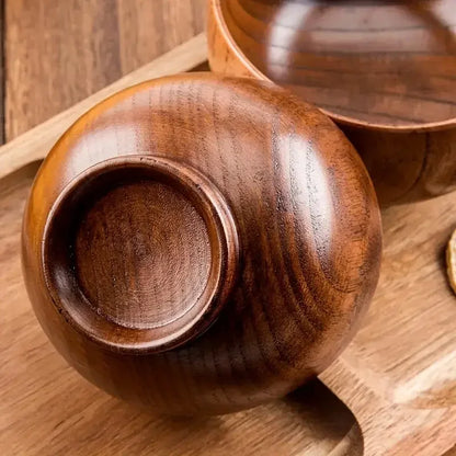 Natural Wooden Kitchen Bowls Set – Large Soup, Salad & Food Containers with Wooden Utensils for Children