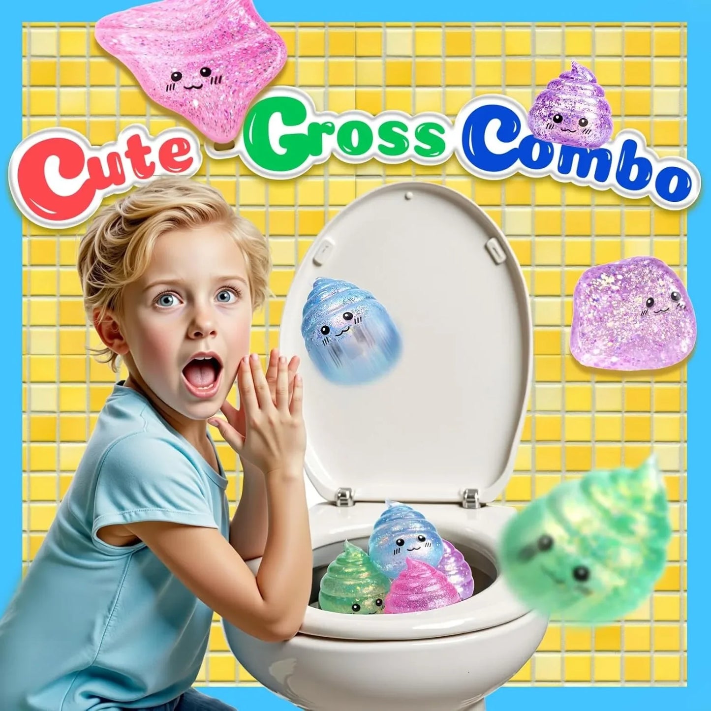 Novelty Squishy Poo Stress Ball – Glitter Fidget Toy for Kids & Adults, Funny Prank Gift